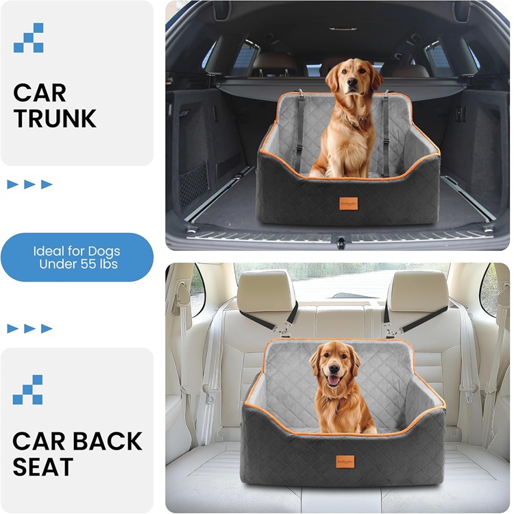 Sangoodier Dog Car Seat Booster Pet Carrier in Black/Grey - Image 2