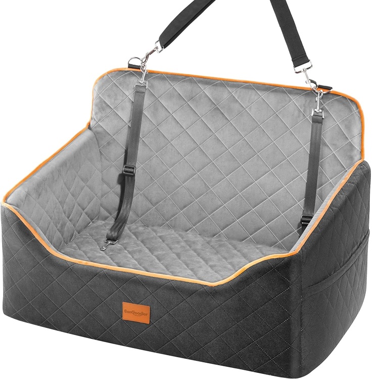 Sangoodier Dog Car Seat Booster Pet Carrier in Black/Grey