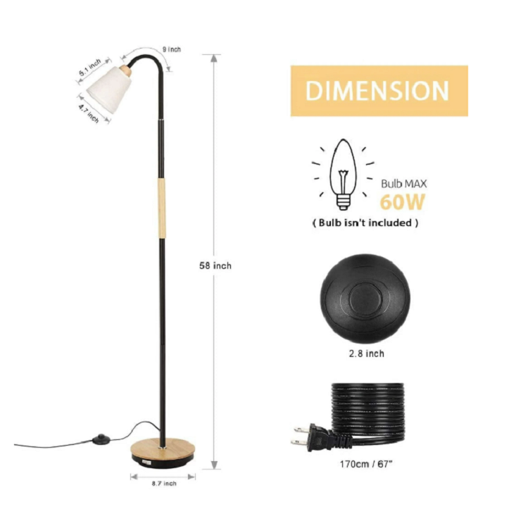 Modern Floor Lamp - 360°Adjustable Standing Lamp with Weighted Base