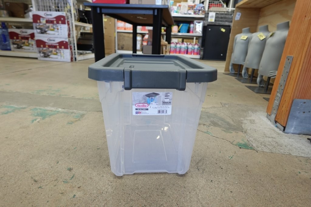 Sterilite 30 Quart Clear Plastic Stacker Storage Box with Latch Lid - Image 4