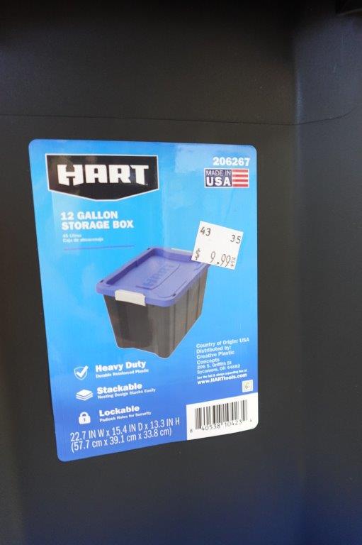 HART 12 Gallon Heavy Duty Latching Plastic Storage Bin (Black Base / Blue Lid) - Image 4