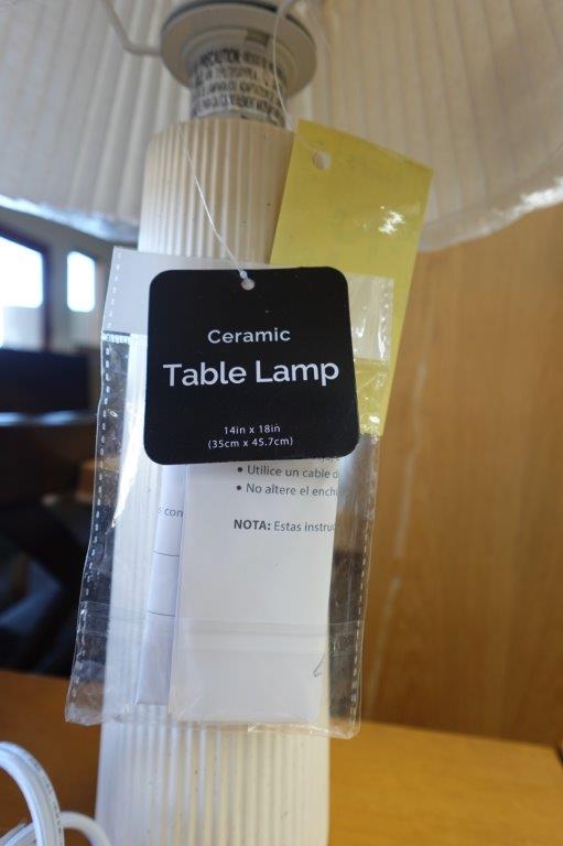 Home Decor Collection 18″ Ribbed Ceramic Table Lamp with Ivory Pleated Shade - Image 4