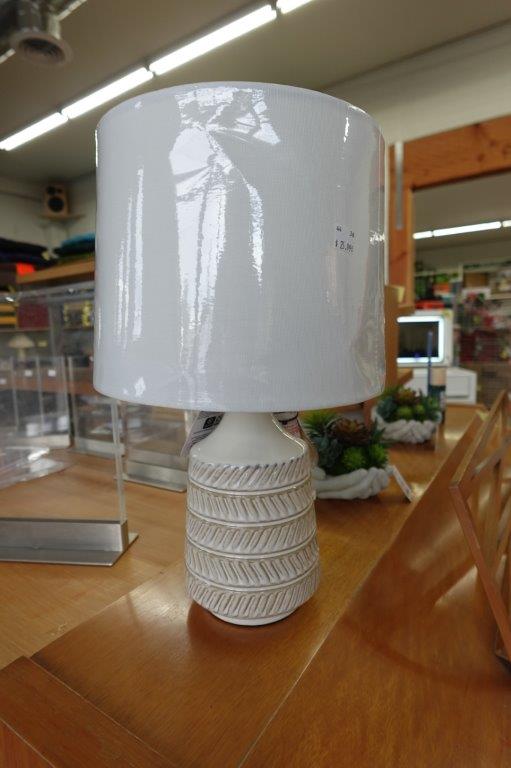 Better Homes & Gardens White and Beige Etched Ceramic Table Lamp with Shade 17"H - Image 2