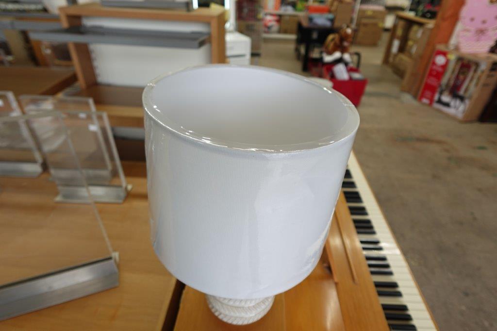 Better Homes & Gardens White and Beige Etched Ceramic Table Lamp with Shade 17"H - Image 4