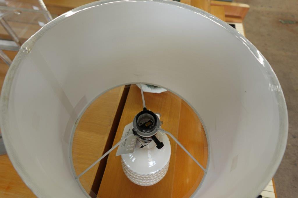 Better Homes & Gardens White and Beige Etched Ceramic Table Lamp with Shade 17"H - Image 5