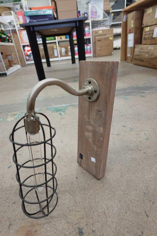 DecMode 15" Battery Operated Geometric Brown Accent Lamp with Clear Metal Shade - Image 2