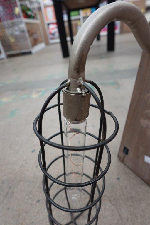 DecMode 15" Battery Operated Geometric Brown Accent Lamp with Clear Metal Shade - Image 3