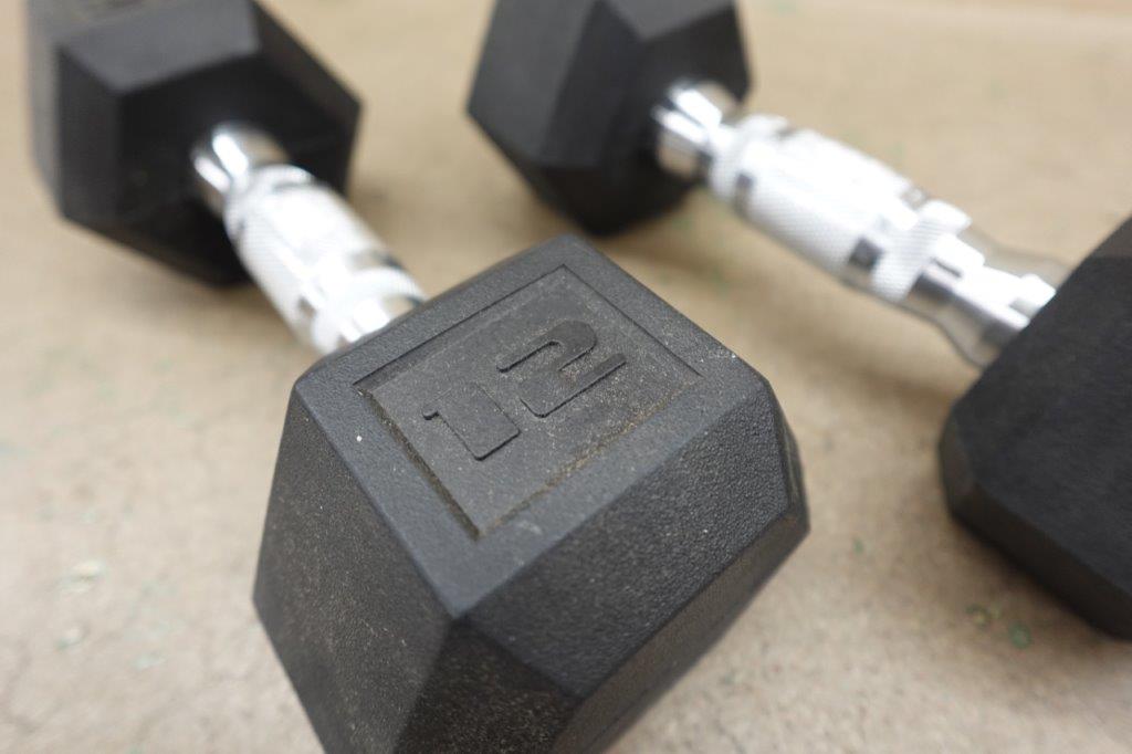 CAP Barbell 12lb Coated Rubber Hex Dumbbell - Image 4