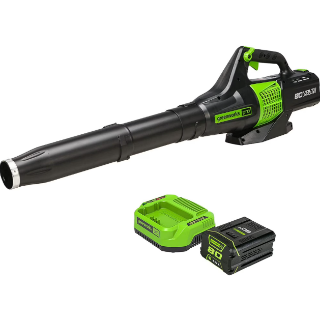 Greenworks Pro 80V Cordless Axial Leaf Blower with Battery and Charger
