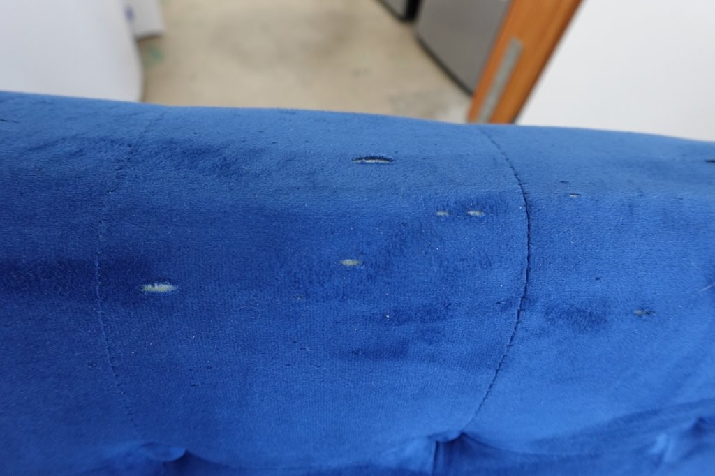 Blue Modern Velvet Futon Sofa Bed Couch with Metal Legs - Image 8