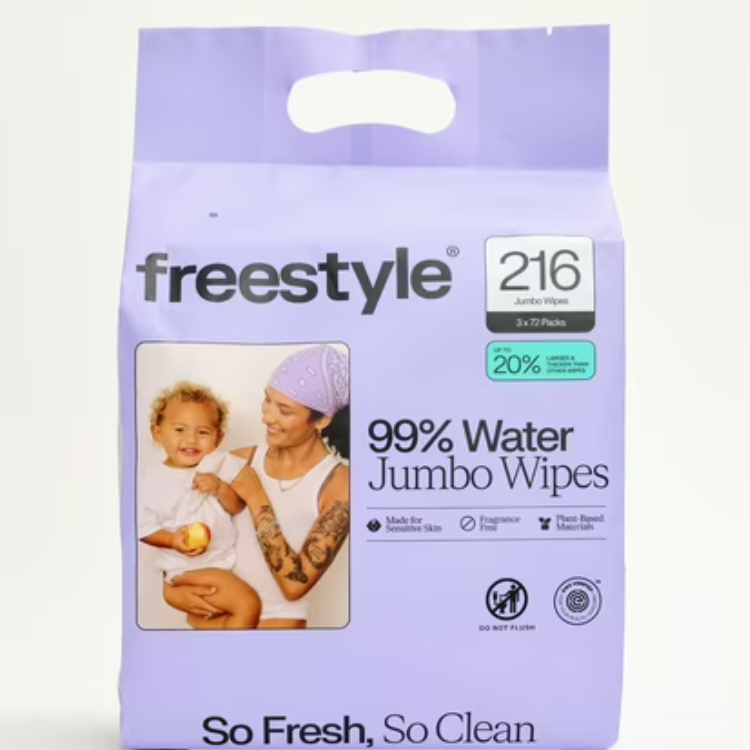 Freestyle Soft Jumbo Baby Wipes,Unscented,216 Count (3 Flip-Top Packs)