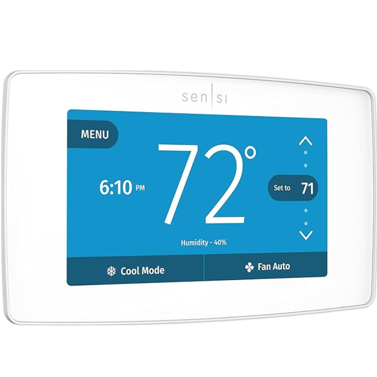 Emerson Sensi Touch Smart Programmable Wi-Fi Thermostat ,C-Wire Required - White