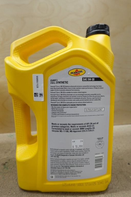 Pennzoil Platinum Euro L Full Synthetic 5W‑30 Motor Oil,5 Quart - Image 3