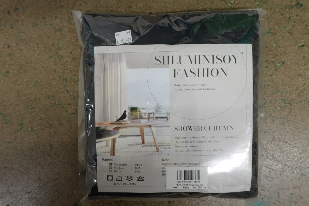 72"×84" Mold/Mildew‑Resistant Extra Long Shower Curtain - Black - Image 2