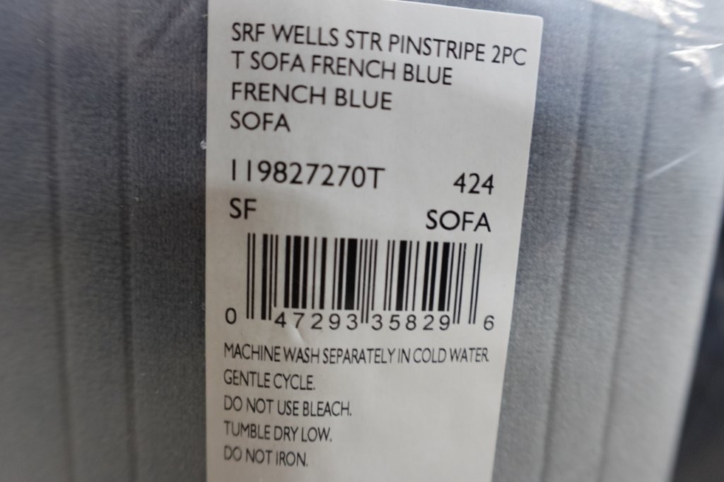 2-Piece SureFit Stretch Pinstripe T-Cushion Sofa Slipcover- French Blue - Image 5