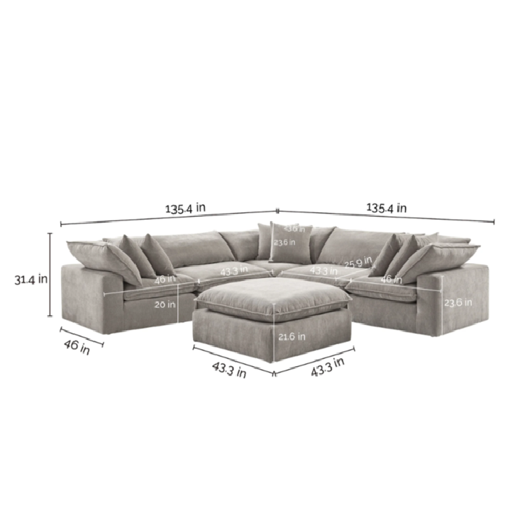 Aiden & Ivy Sereen 6 pc Fabric Modular Sectional Sofa Couch Set - Image 11
