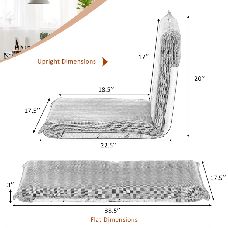 Gymax Adjustable 6-Position Floor Chair – Navy - Image 3