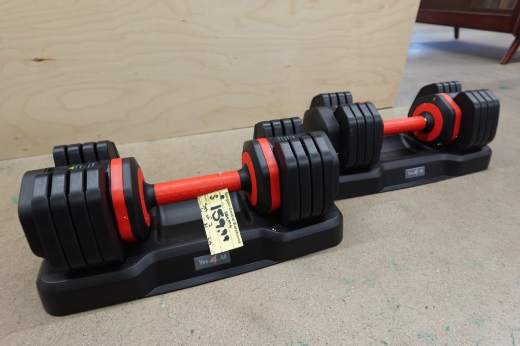 Yes4All 55 lb Adjustable Quick Select Dumbbell Set of 2 - Image 2