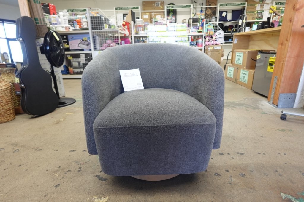 Henredon Murphy Swivel Bouclé Chair - Gray - Image 2