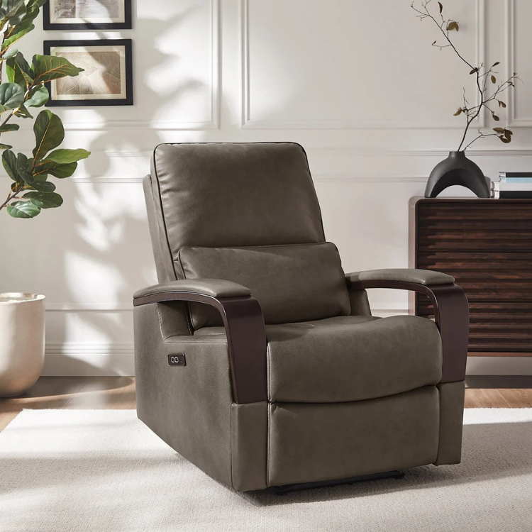 Shayne Leather Power Recliner Sofa Chair with Power Headrest
