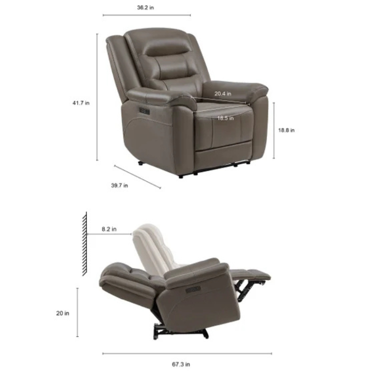 Mason Leather Power Recliner Sofa Chair with Power Headrest - Image 2