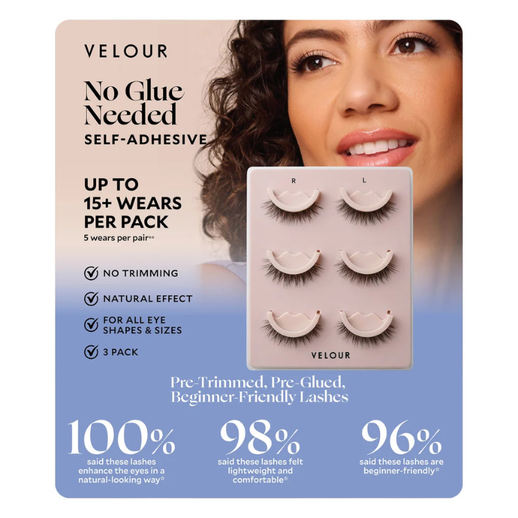 3Pk Velour Self-Adhesive Pre-Trimmed False Lashes