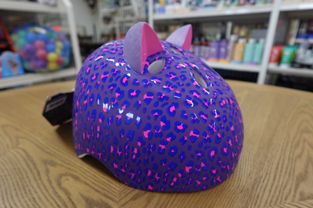 Krash Girls Youth Bike Helmet Leopard Kitty Purple - Image 2