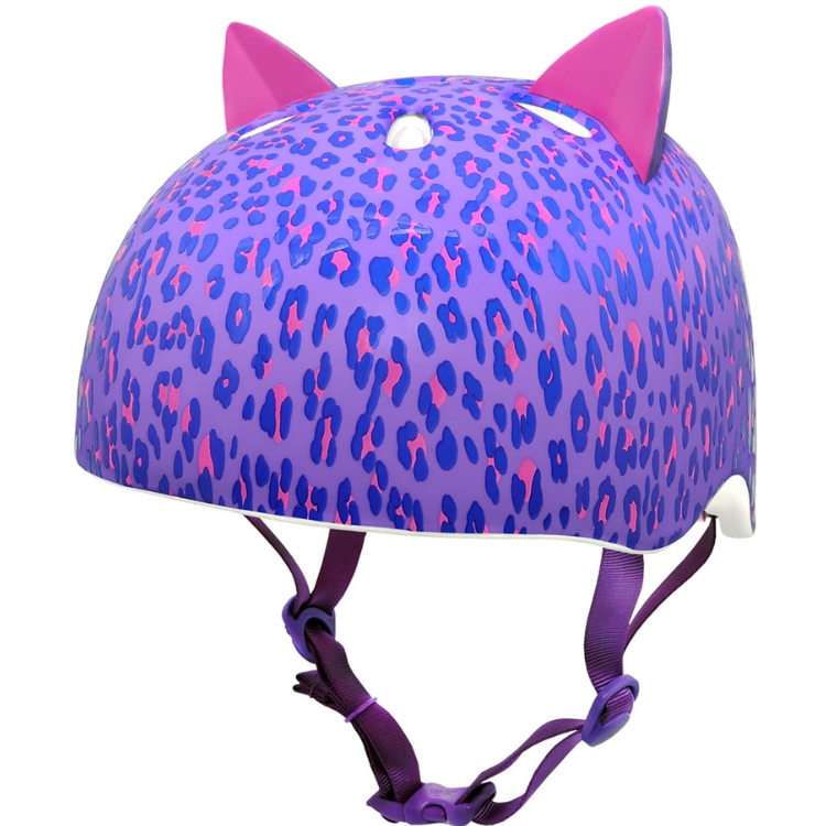 Krash Girls Youth Bike Helmet Leopard Kitty Purple