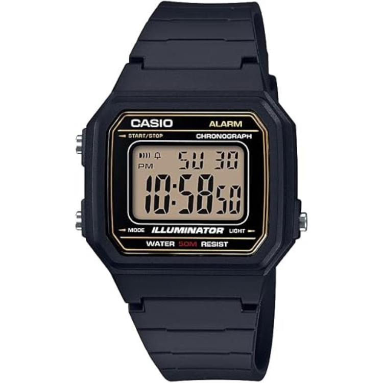 W217H Casio Series Men's LED BacklightDigital Watch in Black