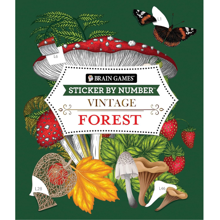 Brain Games Sticker by Number Vintage Forest Activity Book