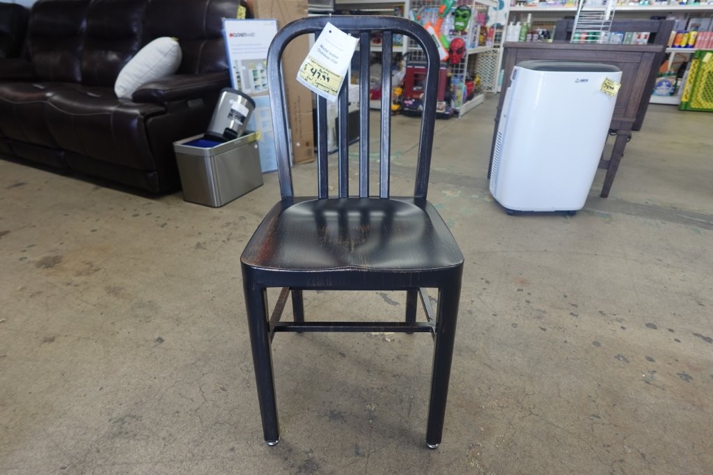 Flash Furniture Commercial Grade Metal Indoor-Outdoor Chair, Black-Antique Gold - Image 2