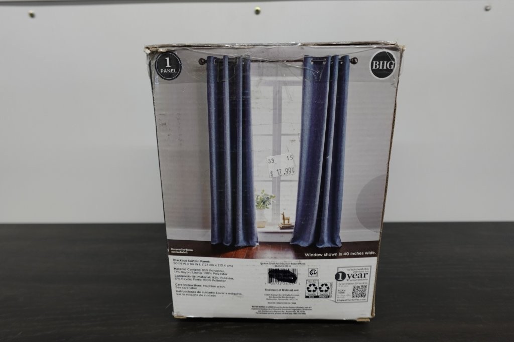 50" x 84" Better Homes & Gardens Woven Textured Blackout Blue Curtain Panel - Image 3