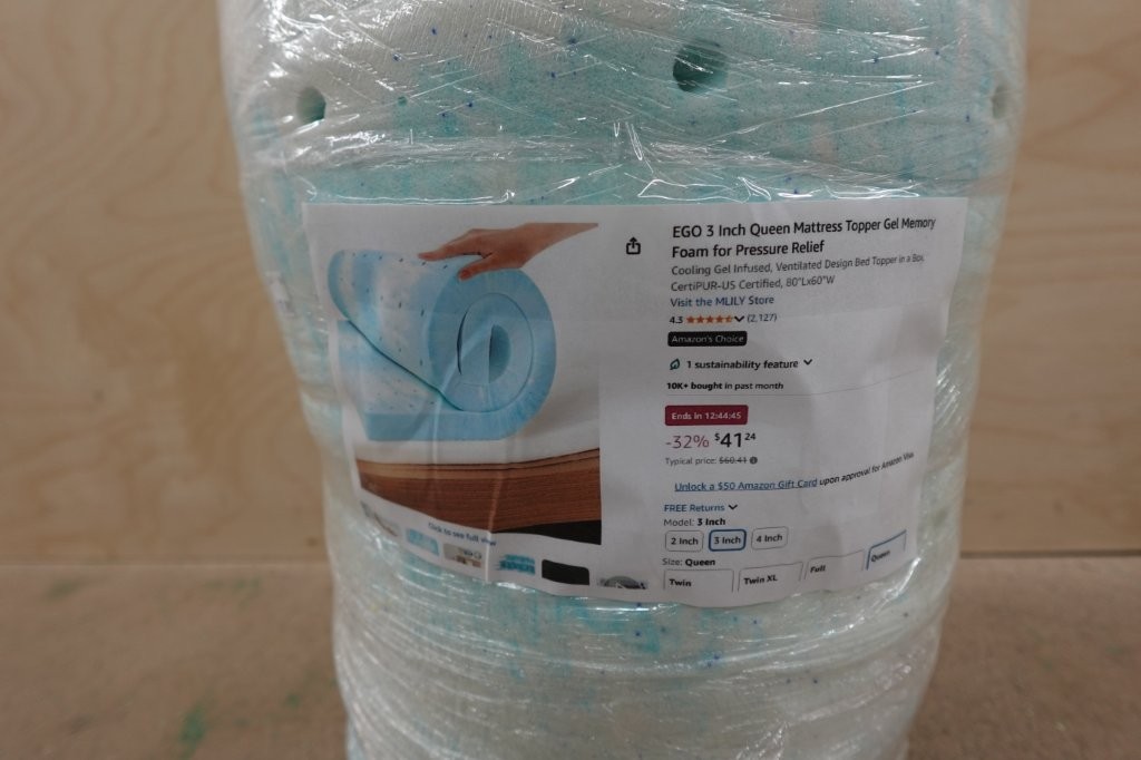 Queen Size - 3" Gel Infused Memory Foam Mattress Topper - Image 5