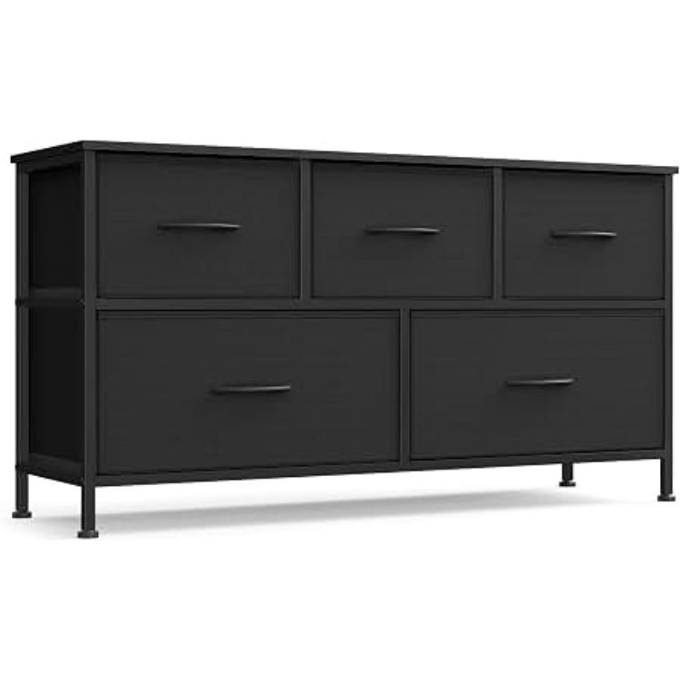 5-Drawer Fabric Dresser & TV Stand, Slim Design