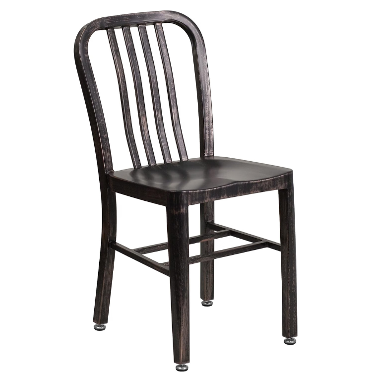 Flash Furniture Commercial Grade Metal Indoor-Outdoor Chair, Black-Antique Gold