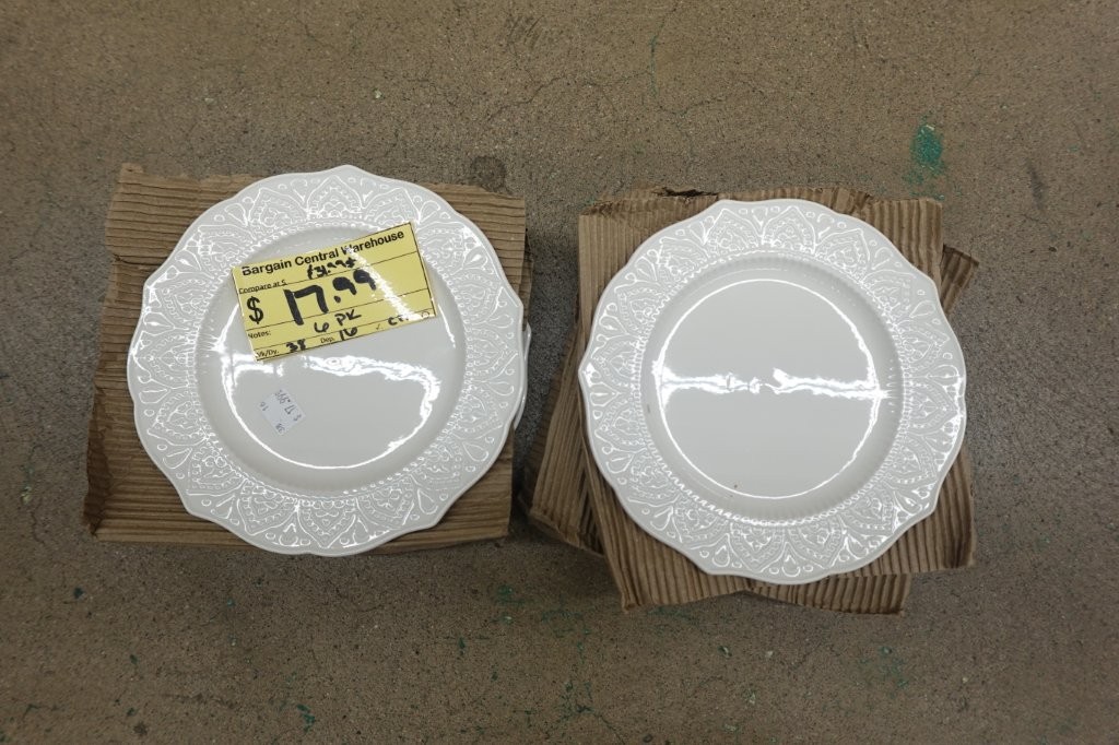7.75" Set of 6 Strawberry Street Dahlia White Porcelain Side Plates - Image 2