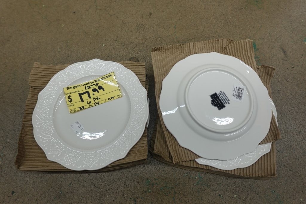 7.75" Set of 6 Strawberry Street Dahlia White Porcelain Side Plates - Image 3