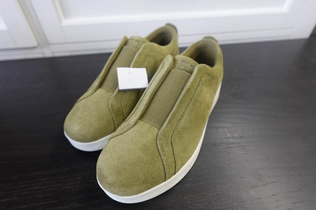 Size 7 FitFlop Women's Rally Elastic Suede Slip-On Sneakers – Khaki Green (Copy) - Image 4