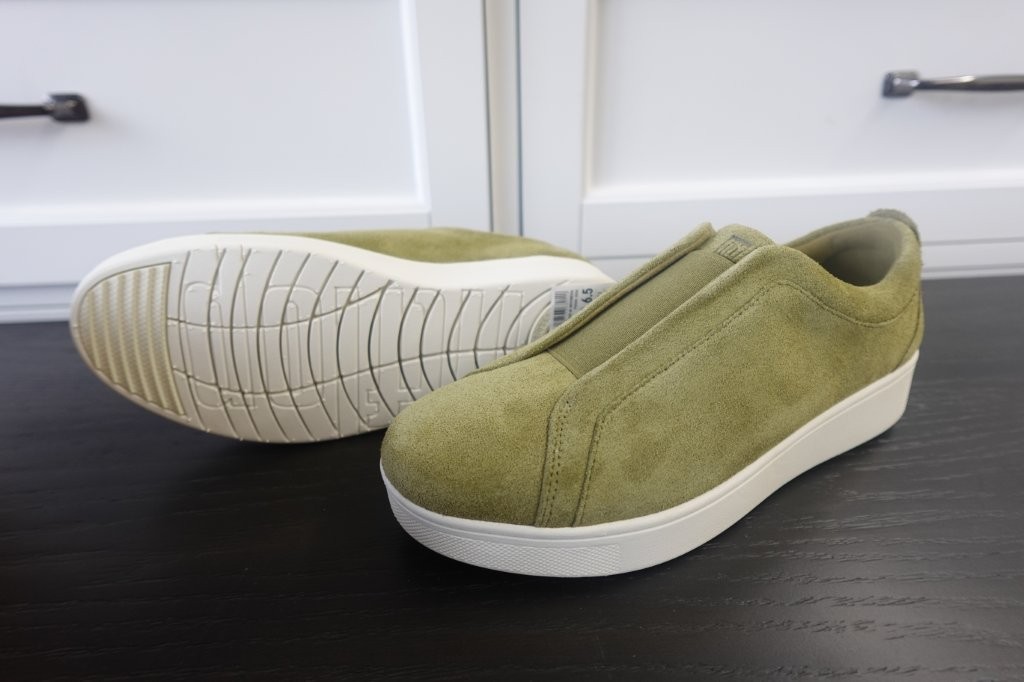 Size 7 FitFlop Women's Rally Elastic Suede Slip-On Sneakers – Khaki Green (Copy) - Image 5