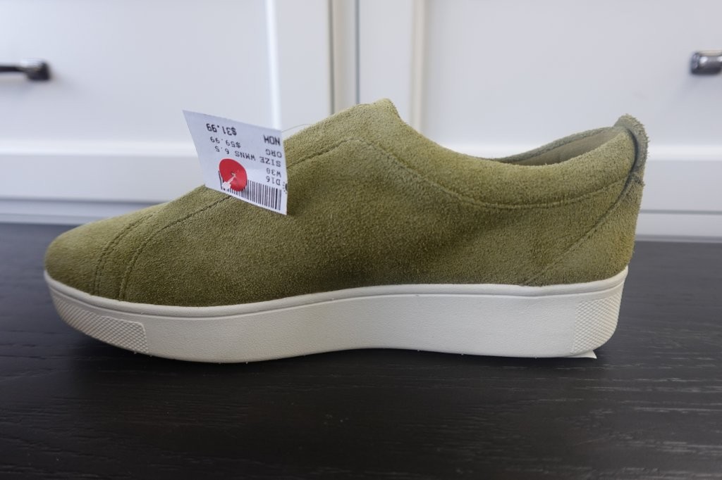 Size 7 FitFlop Women's Rally Elastic Suede Slip-On Sneakers – Khaki Green (Copy) - Image 6
