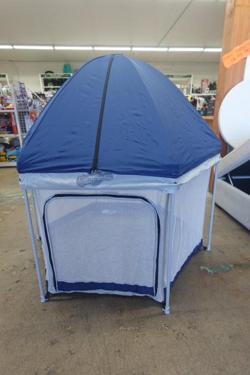 Pamo Babe Portable Baby Playpen with UV Canopy – Blue - Image 4