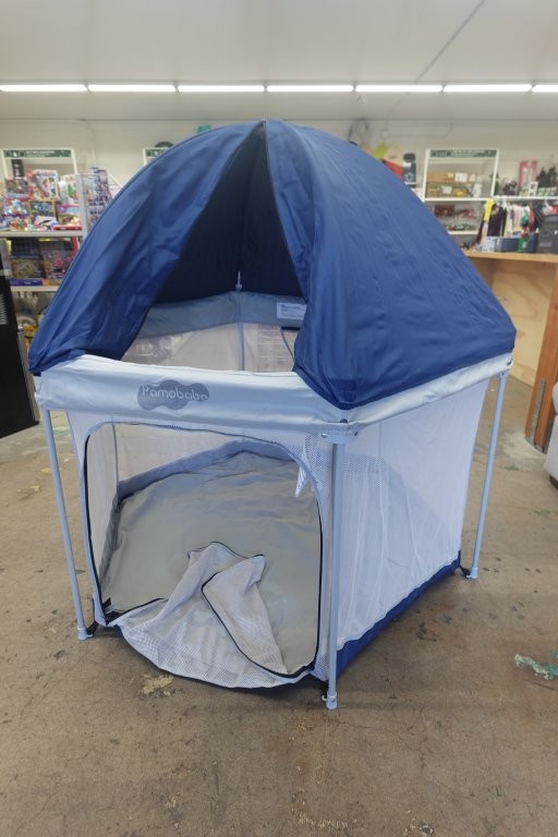 Pamo Babe Portable Baby Playpen with UV Canopy – Blue - Image 5