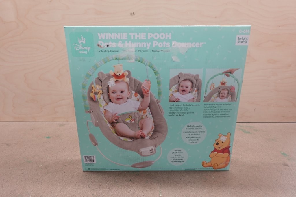 Bright Starts Disney Winnie the Pooh Dots Vibrating Infant Baby Bouncer - Image 2