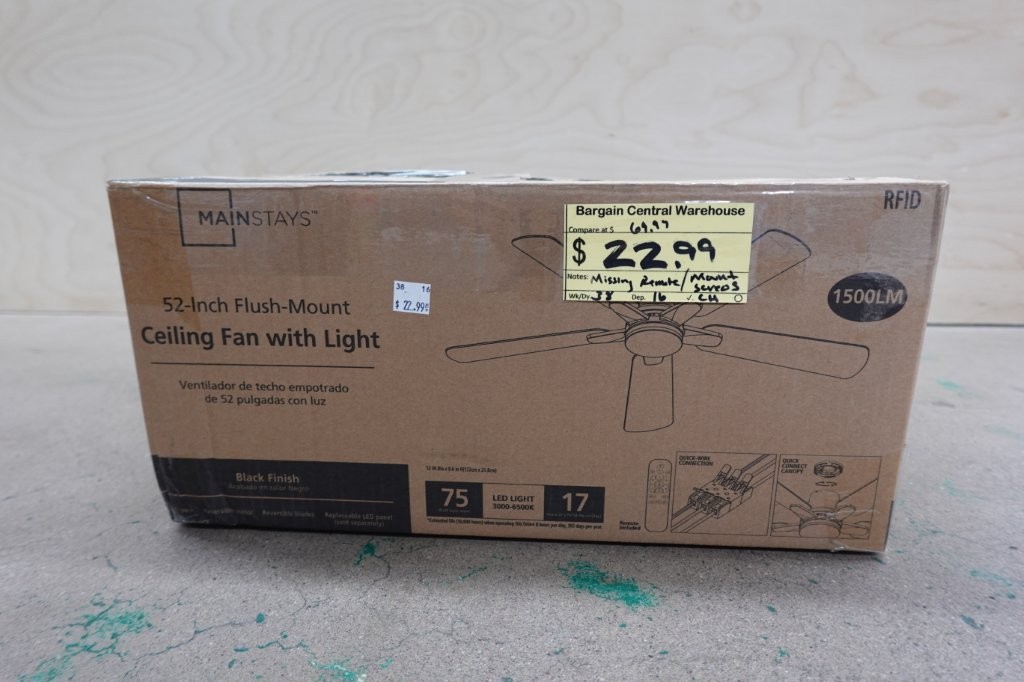 52" 5-Blade Ceiling Fan with Remote Control - Image 3