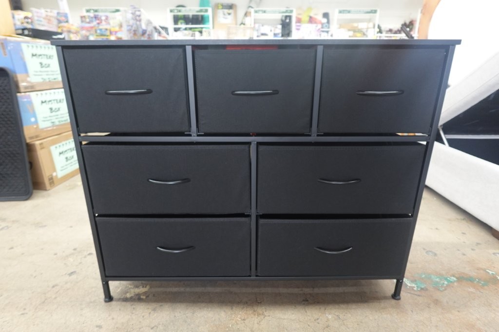 OLIXIS 7 Drawer Dresser / Nightstand Steel Frame - Black - Image 4