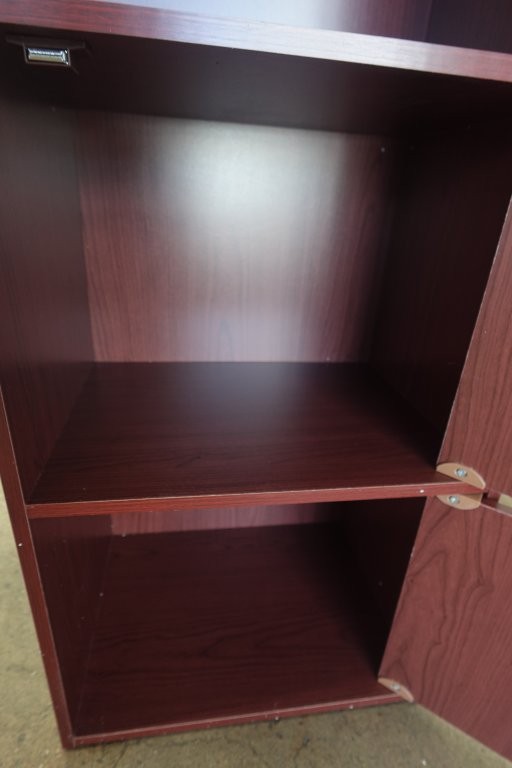 Hodedah 3 Shelf 3 Door Bookcase Cabinet - Mahogany - Image 6