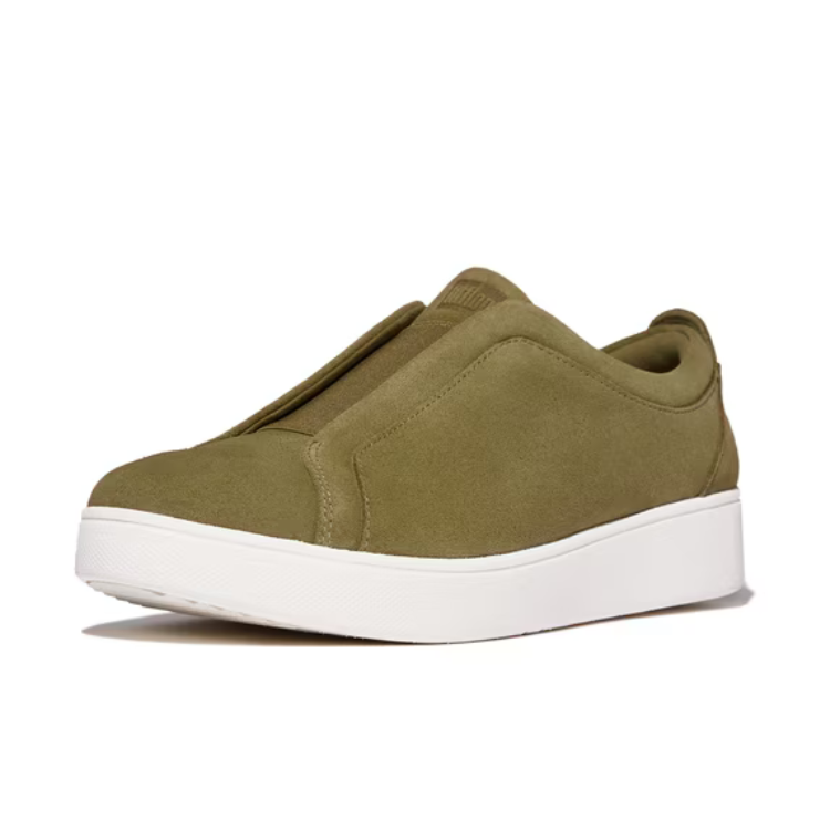 Size 7 FitFlop Women's Rally Elastic Suede Slip-On Sneakers – Khaki Green (Copy)