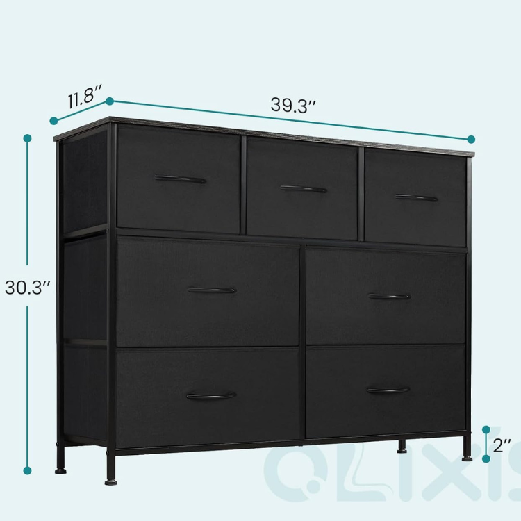 OLIXIS 7 Drawer Dresser / Nightstand Steel Frame - Black - Image 2