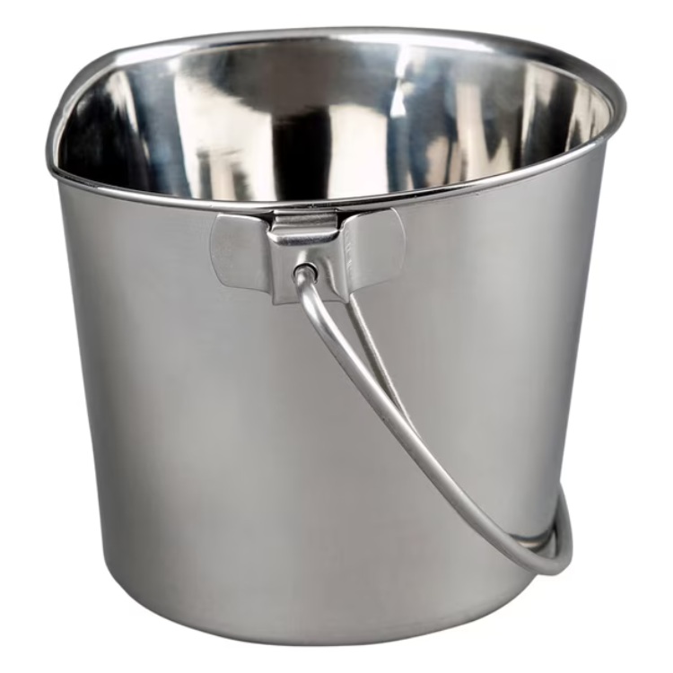 4 Quart Advance Pet Products Heavy-Duty Stainless Steel Flat-Sided Bucket