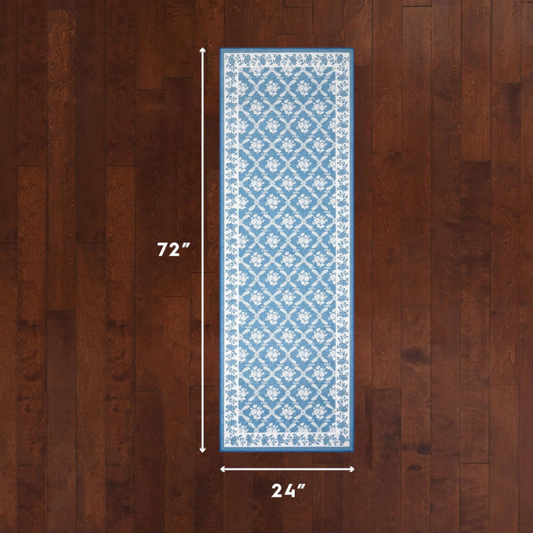 6' x 2' Laura Ashley Merley Blue Non-Slip Kitchen Runner Rug
